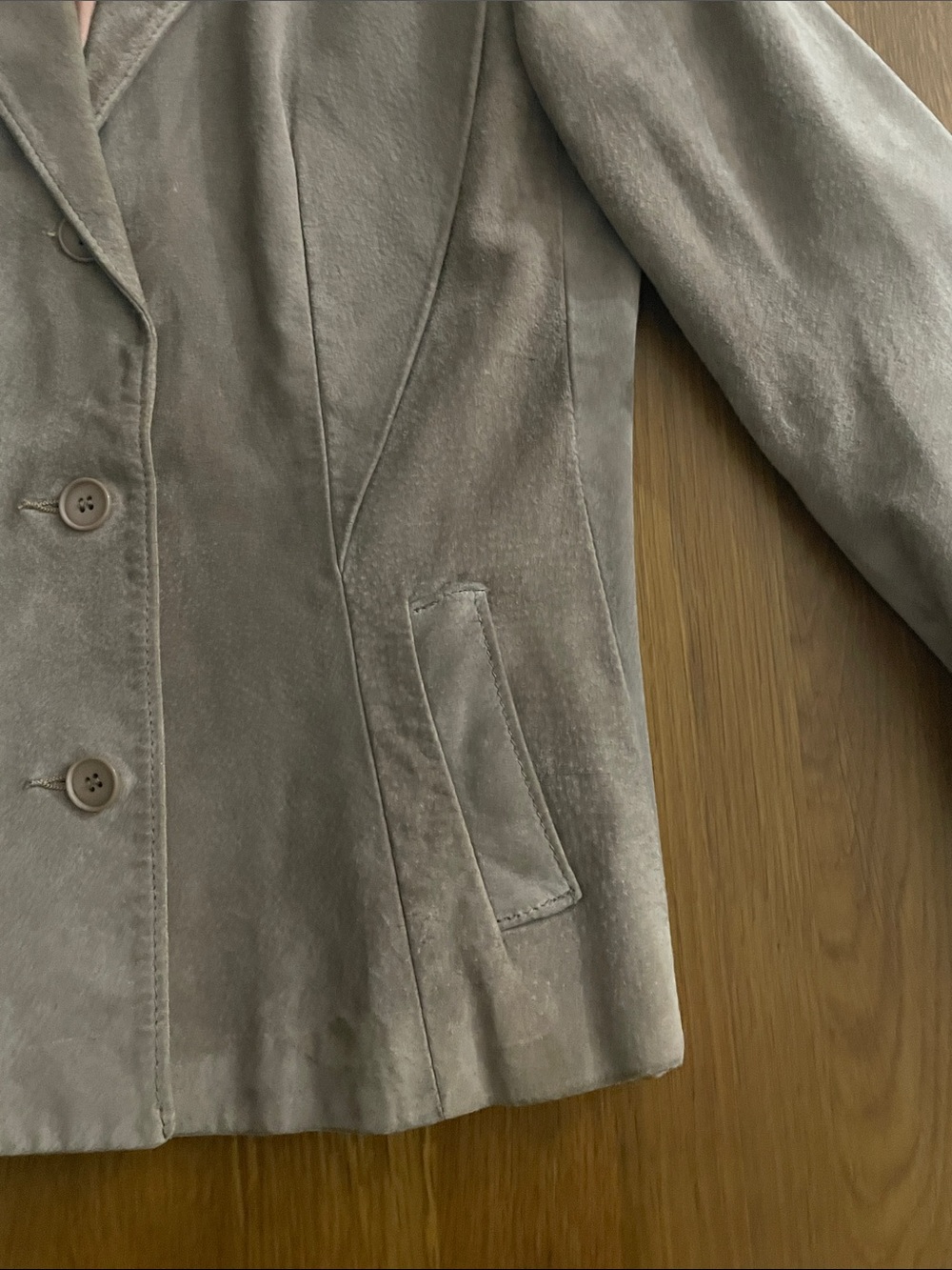 Vintage Leather Attic Grey-Taupe Suede Blazer Jacket - Picture 4 of 8